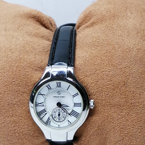 New Philip Stein Silver with Black Ser# 44TF002030